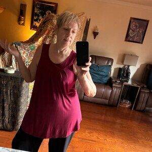 Rayon Viscose A-line Wine Colored Tunic